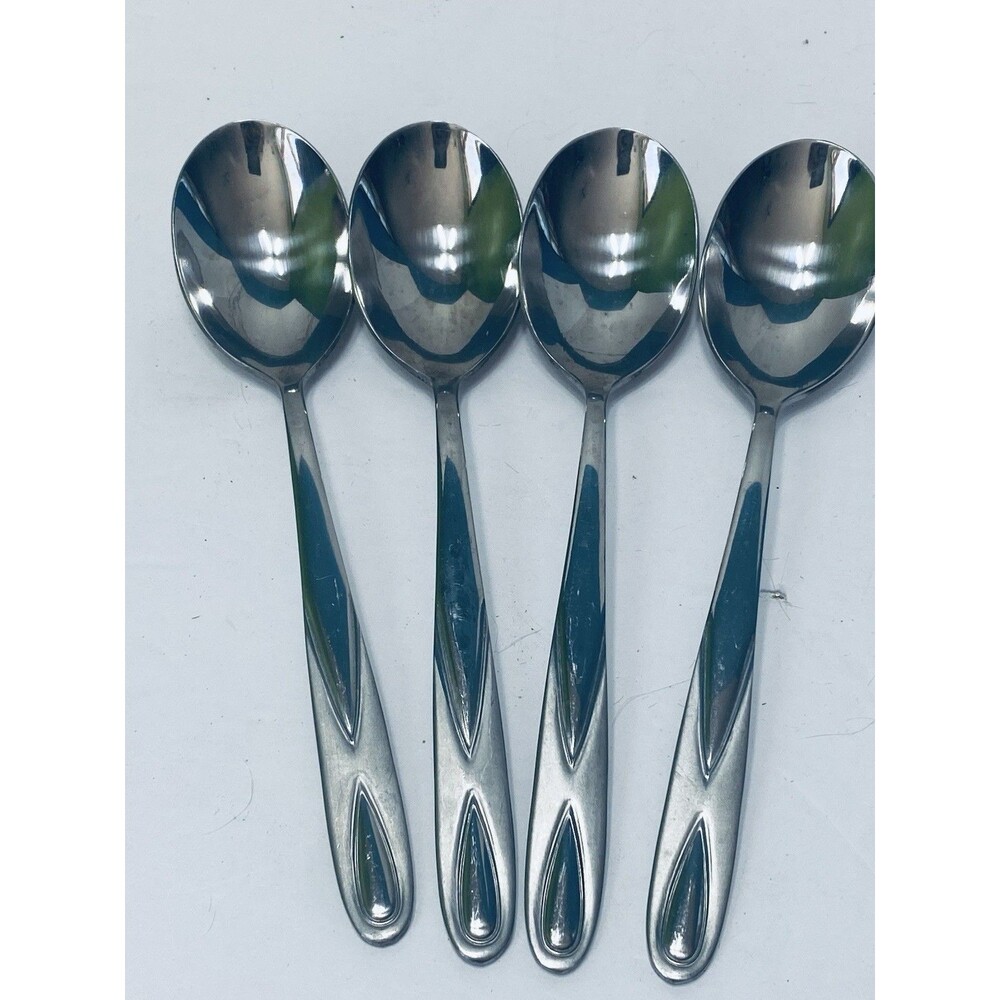4 Vintage Oneida Gleason stainless steel  Flatware Dinner  Spoons 6.5”